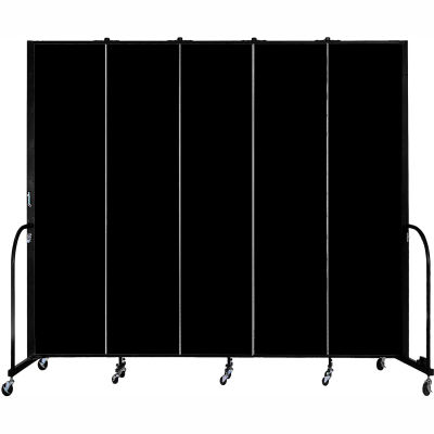 Screenflex 5 Panel Portable Room Divider, 8'H x 9'5"L, Fabric Color: Charcoal Black