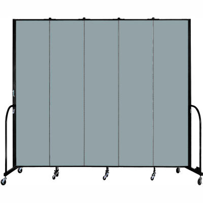 Screenflex 5 Panel Portable Room Divider, 8'H x 9'5"L, Fabric Color: Grey Stone