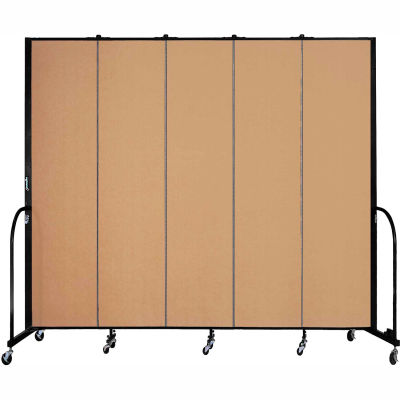 Screenflex 5 Panel Portable Room Divider, 8'H x 9'5"L, Fabric Color: Sand