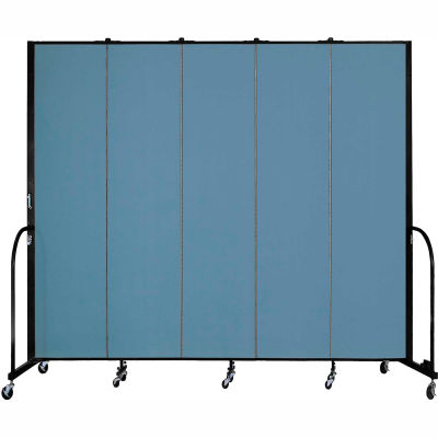 Screenflex 5 Panel Portable Room Divider, 8'H x 9'5"W, Fabric Color: Blue