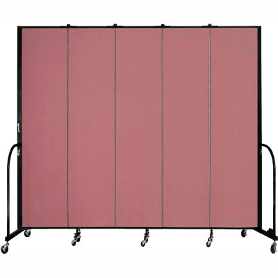 Screenflex 5 Panel Portable Room Divider, 8'H x 9'5"L, Fabric Color: Mauve