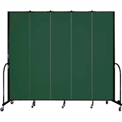 Screenflex 5 Panel Portable Room Divider, 8'H x 9'5"L, Fabric Color: Green