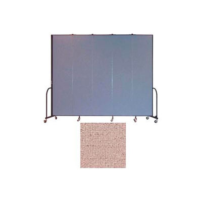 Screenflex 5 Panel Portable Room Divider, 8'H x 9'5"W, Vinyl Color: Raspberry Mist