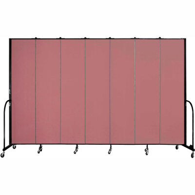 Screenflex 7 Panel Portable Room Divider, 8'H x 13'1"L, Fabric Color: Rose