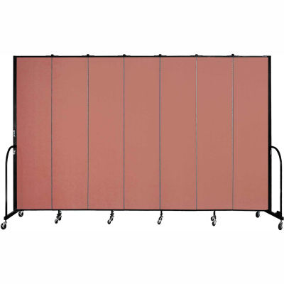 Screenflex 7 Panel Portable Room Divider, 8'H x 13'1"L, Fabric Color: Cranberry