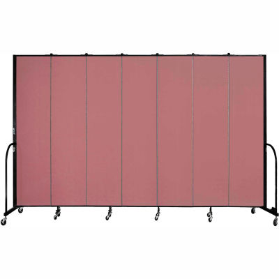 Screenflex 7 Panel Portable Room Divider, 8'H x 13'1"L, Fabric Color: Mauve