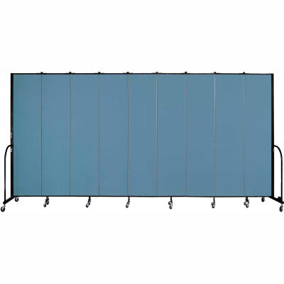 Screenflex 9 Panel Portable Room Divider, 8'H x 16'9"W, Fabric Color: Summer Blue