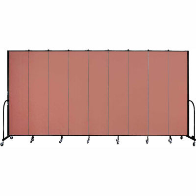 Screenflex 9 Panel Portable Room Divider, 8'H x 16'9"L, Fabric Color: Cranberry