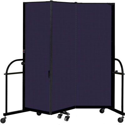 Screenflex 3 Panel Heavy Duty Portable Room Divider, 6'H x 5' 9"L, Fabric Color: Navy