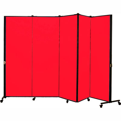 Healthflex Portable Medical Privacy Screen, 5-Panel, Primary Red
