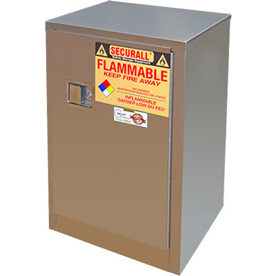 Securall® 12-Gallon Self-Close Door Flammable Cabinet Stainless Steel