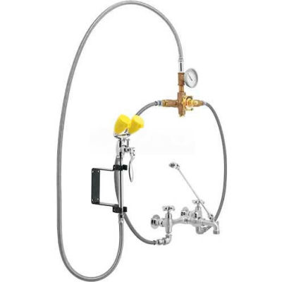 Speakman Eyesaver Service Sink Faucet with Thermostatic Mixing Valve, SEF-9000-TW, Chrome & Yellow