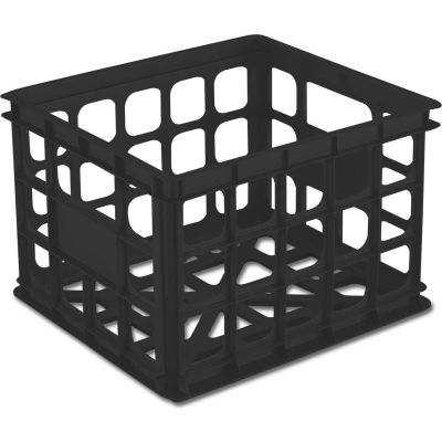 Sterilite Storage Crate 16929006 - Black  15-1/4"L x 13-3/4"W x 10-1/2"H - Pkg Qty 6