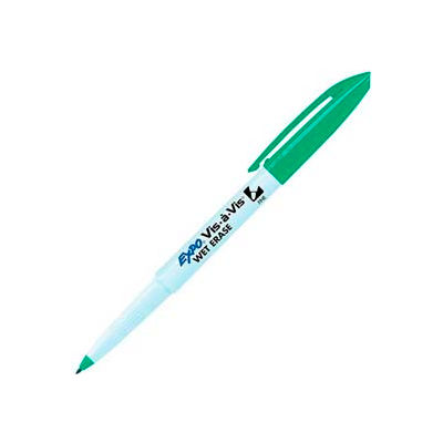 Sanford® Vis-a-Vis Wet-Erase Overhead Transparency Marker, Fine, Green Ink, Dozen