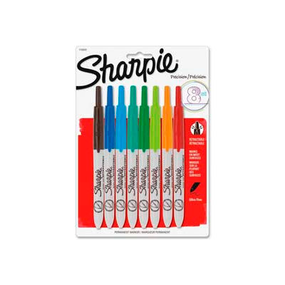 Sharpie® Retractable Permanent Marker, Ultra Fine, Assorted Ink, 8/Set