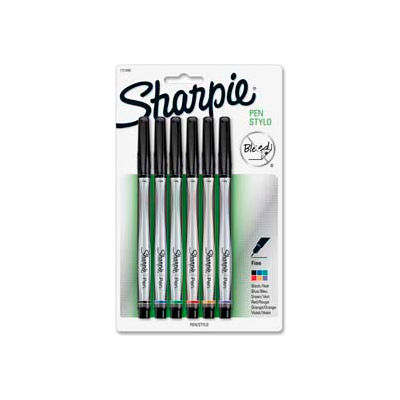 Sharpie® Marker Pen, Fine, Bleed-Resistant, Assorted Ink, 6/Pack