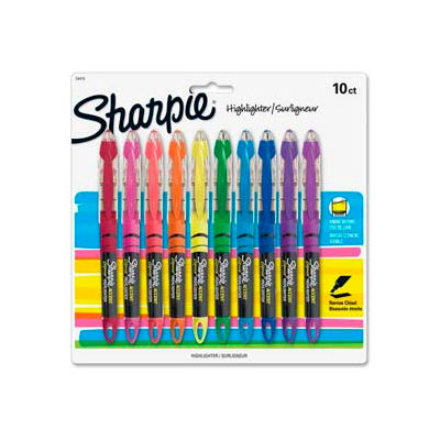 Sharpie® Accent Liquid Highlighter, Chisel Tip, Assorted Ink, 10/Set