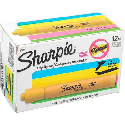 Sharpie® Accent Tank Highlighter, Smear Guard, Chisel Tip, Yellow Ink - Dozen - Pkg Qty 12