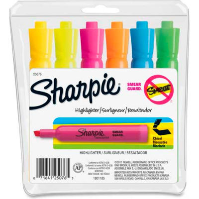 Sharpie® Accent Tank Highlighter, Nontoxic, Chisel Tip, Assorted Ink, 6/Set