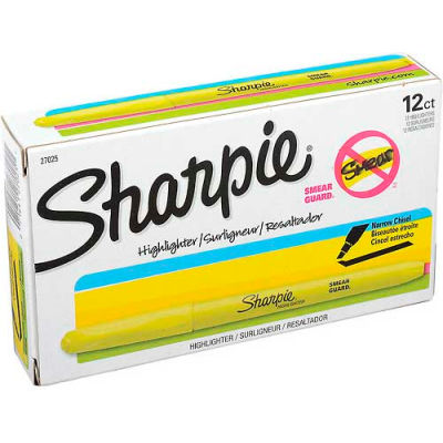 Sharpie® Accent Highlighter, Narrow Chisel Tip, Nontoxic, Fluorescent Yellow Ink - Pkg Qty 12