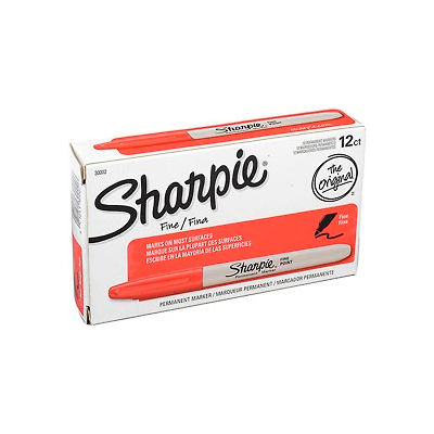 Sharpie® Permanent Marker, Fine Point, Red Ink - Pkg Qty 12