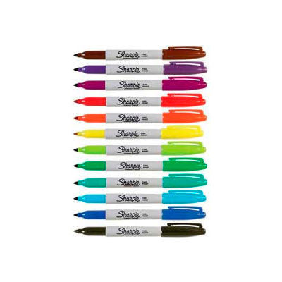 Sharpie® Pen Style Permanent Marker, Fine Point, Assorted Ink, 12/Set