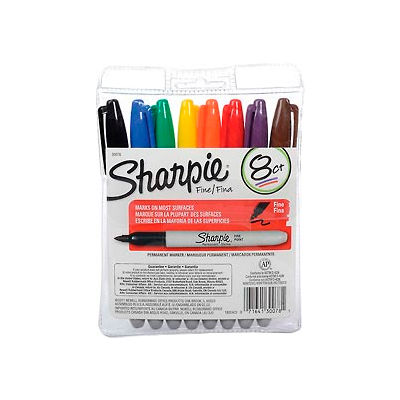 Sharpie® Permanent Marker, Pen Style, Fine Point, Assorted Ink, 8/Set - Pkg Qty 12