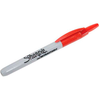 Sharpie® Retractable Permanent Marker, Fine Point, Red Ink - Pkg Qty 12