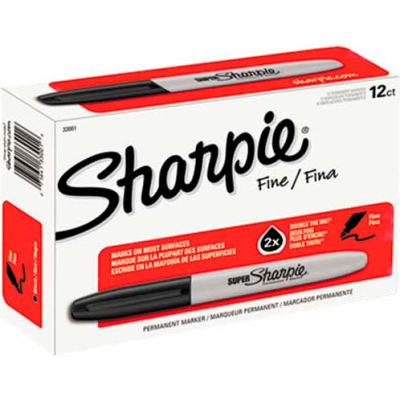 Sharpie® Super Permanent Marker, Fine Point, Black Ink - Pkg Qty 12
