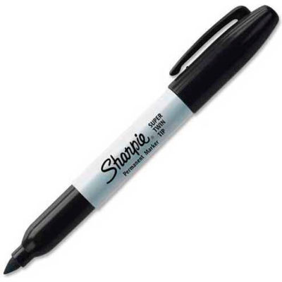 Sharpie® Super Twin Tip Permanent Marker, Fine/Chisel, Black Ink - Pkg Qty 12