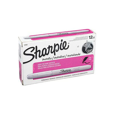 Sharpie® Metallic Permanent Marker, Fine, Metallic Silver Ink - Pkg Qty 12