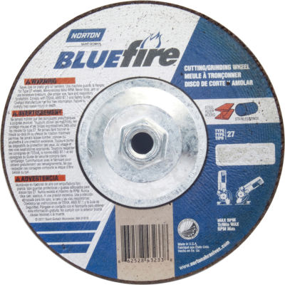 Norton 66252843233 BlueFire Grinding and Cutting Wheel 7" x 1/8" x 5/8 - 11" Zirconia / Alum. Oxide - Pkg Qty 10
