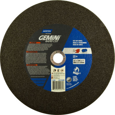 Norton 66253214561 Gemini Chop Saw Cut-Off Wheel 12" x 3/32" x 1" 36 Grit Aluminum Oxide Type 1 - Pkg Qty 10