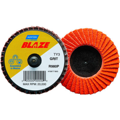 Norton 77696090147 Blaze Plastic Flat Flap Disc T27 2" TR 60 Grit Seeded Gel Ceramic - Pkg Qty 10