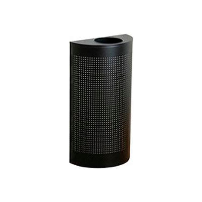 Rubbermaid® Silhouette SH12E Half Round Open Top Receptacle w/Plastic Liner, 12 Gallon - Black