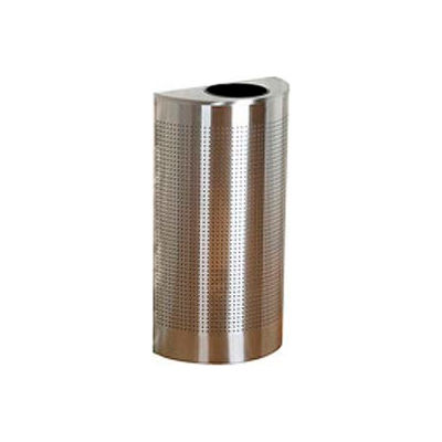 Rubbermaid® Silhouette Stainless Steel Half Round Trash Can W/Plastic Liner, 12 Gallon