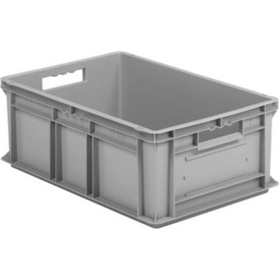 SSI Schaefer Euro-Fix Solid Container EF6220 - 24" x 16" x 8", Gray - Pkg Qty 6
