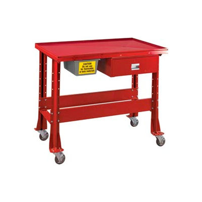 Standard Tear-Down/Fluid Containment Bench-Portable, 48"W x 32"D-Carmine Red