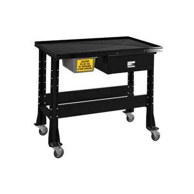 Standard Tear-Down/Fluid Containment Bench-Portable, 48"W x 32"D-Gloss Black