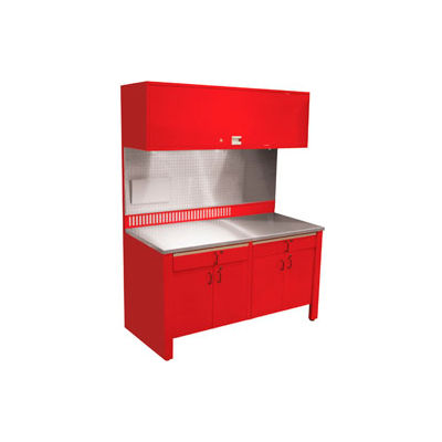 Realiti® Workcenter-Stationary w/ Stainless Steel Top-Carmine Red