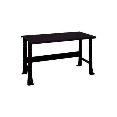 Shureshop® Adjustable Height Stationary Bench - Painted Steel Top 60" x 29" - Gloss Black