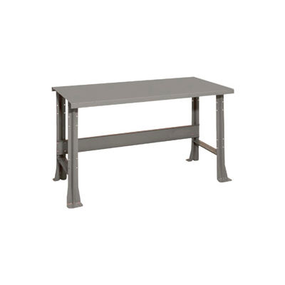 Shureshop® Adjustable Height Stationary Bench - Painted Steel Top 72" x 29" - Sebring Grey