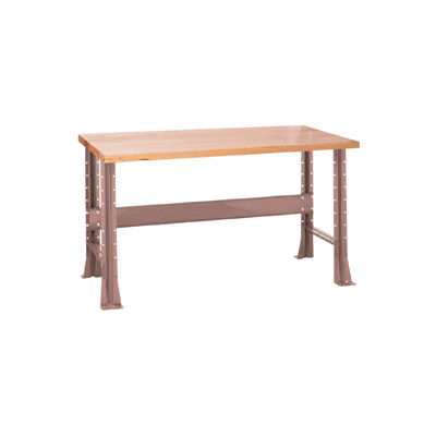 Shureshop® Adjustable Height Stationary Bench - Maple Top 72" x 30" - Pewter Grey