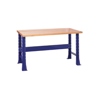 Shureshop® Adjustable Height Stationary Bench - Maple Top 72" x 30" - St. Louis Blue