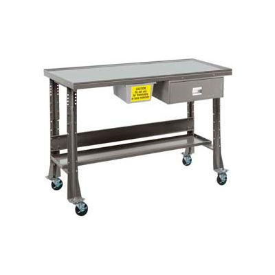 Oversized Tear-Down/Fluid Containment Bench-Portable, 60"W x 32"D-Sebring Gray