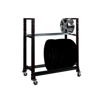 2 Tier Tire Cart- 54-3/4"W x 25-5/8"D x 62"H-Gloss Black