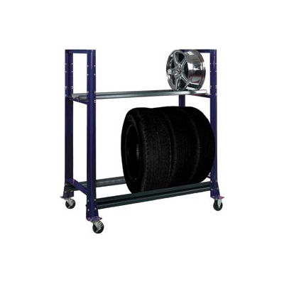 2 Tier Tire Cart- 54-3/4"W x 25-5/8"D x 62"H-St.Louis , Blue