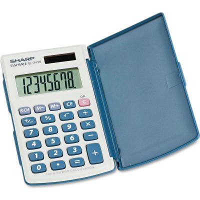Sharp® 8-Digit Calculator, EL243SB, W/Cover, 2-1/2" X 4-1/2" X 1/2", White