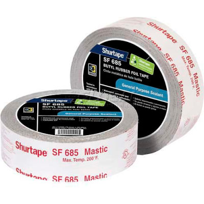 Shurtape Shurmastic® Indoor/Outdoor Roll Mastic, Sf 685, 3" X 100ft, Silver Printed - Pkg Qty 16