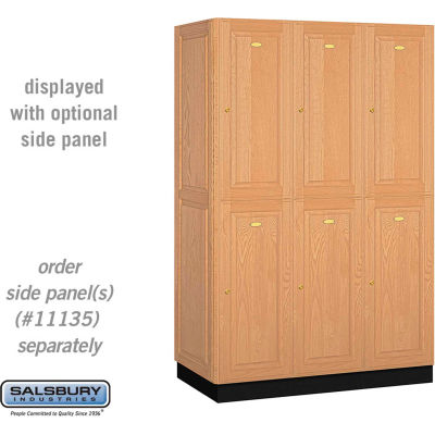 Solid Oak Executive Wood Locker 12361 - Double Tier 3 Wide, 16x21x36, 6 Door, Light Oak